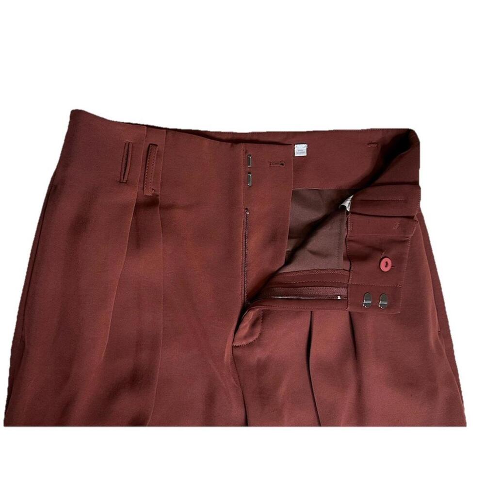 Vince Wide Leg High Rise Trouser Womens 10 Rust Red Dress Pants Pleated - Picture 3 of 7